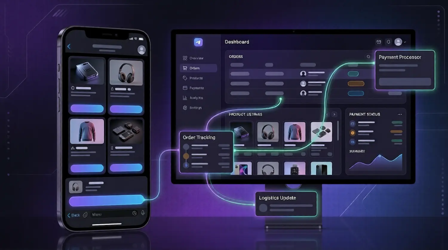 telegram shop system dashboard with product management orders and payment flow connected