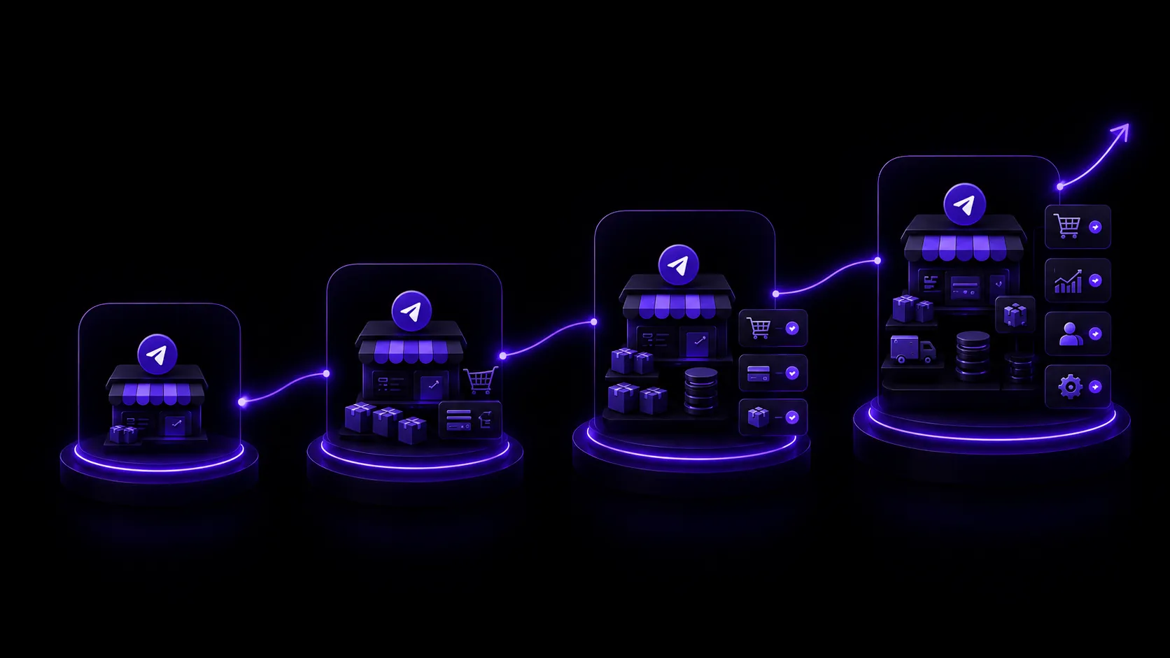 Trapyfy pricing plan progression for Telegram stores growing from basic setup to advanced operations