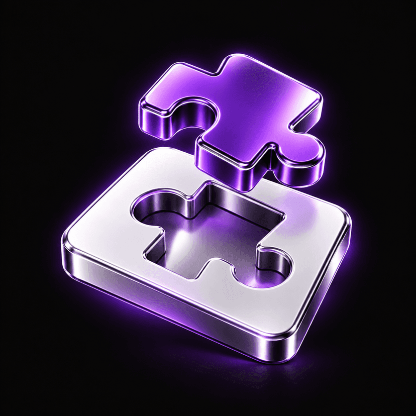 Violet 3D module piece fitting into a white platform